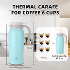GiNT 51 Oz Stainless Steel Thermal Coffee Carafe, Double Walled Vacuum Insulated Flask, 12 Hour Heat Retention, 1.5 Liter Tea, Water, and Coffee Dispenser (Upgraded version Blue) - Image 3