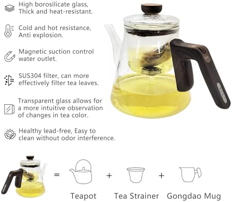 Small 25.4oz Enchanted Glass Teapot, YJX Magnetic Brewing Tea Pot Designed for Convenience, Witchcraft Magic Tea with Infuser for Loose Leaf and Herbal Teas(750ml) - Image 7