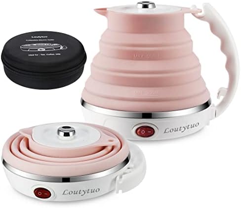 Food Grade Silicone Portable Collapsible Electric Travel Kettle (Pink) by LOUTYTUO
