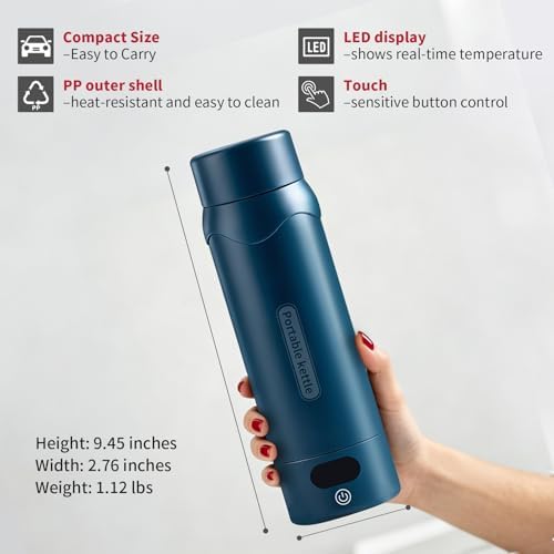 Travel Electric Kettle, Insulated Water Bottle with 4 Temp, Dark Blue - Image 6