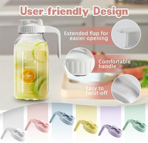 2 Pack Mason Jar with Pour Spout Lid V-shaped, 2 Quart Iced Tea Pitcher Double Leak Proof, 64 oz Drink Pitcher for Breastmilk, Sun Tea, Juice, Coffee Creamer, Formula Pitche - Image 6