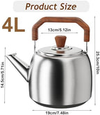 316 Stainless Steel Whistling Water Kettle for Stove Top, Large Capacity Tea Kettle with Handle, Hot Water Fast to Boil Tea Pot, Classic Kitchen Stovetop Kettle(4L/4.2 Quarts, Glossy) - Image 3