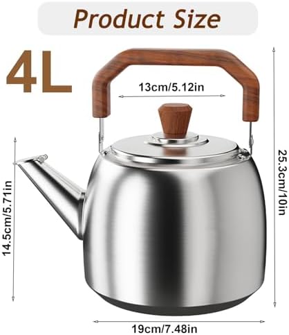 316 Stainless Steel Whistling Water Kettle for Stove Top, Large Capacity Tea Kettle with Handle, Hot Water Fast to Boil Tea Pot, Classic Kitchen Stovetop Kettle(4L/4.2 Quarts, Glossy) - Image 3
