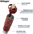 26 oz Insulated Stainless Steel Tumbler with Straw & Handle Plaid - Image 4