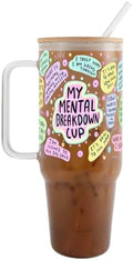Sip-Sip Hooray! Mental Health Affirmations 40oz Glass Tumbler with Lid by Sip-SipHooray