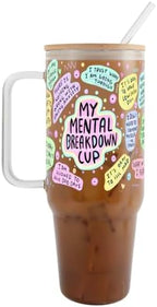 Sip-Sip Hooray! Mental Health Affirmations 40oz Glass Tumbler with Lid by Sip-SipHooray