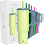 Elemental Spill Proof 40oz Insulated Tumbler with Handle & Straw Travel Mug by Elemental