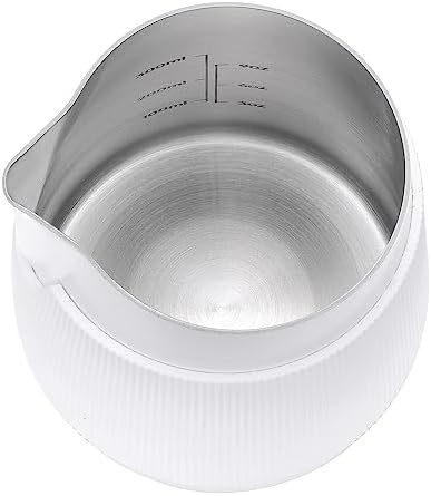 Normcore Handleless Milk Pitcher with Round Spout - Espresso Steaming Pitcher - 18/8 Stainless Steel Milk Frothing Jug - Premium Barista Tools - Non-stick coating White - 15.2 oz (450 ml) - Image 3