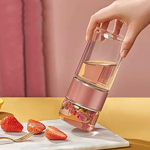 Yosoo Health Gear Tea Infuser Bottle, 420ml Tea Flood Cup Glass Water Bottle Double Wall Borosilicate Travel Tea Tumbler with Stainless Steel Filter Leakage Proof Water Separation Tea Mug - Image 5