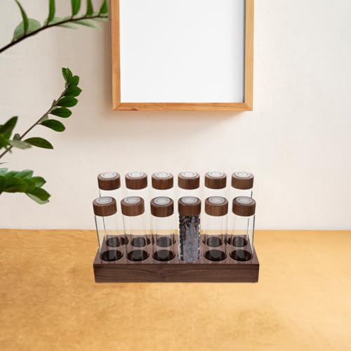 Coffee Bean Storage Tubes Glass Organizer with Wooden Holder - Image 5
