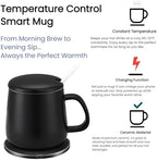 Smart Temperature Control Mug, 13 Oz Premium Ceramic Coffee Cup with 15W Wireless Charger, Charges Phones, Matte Black - Image 4