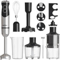 6 in 1 Professional Immersion Blender, Heavy Duty Hand Blender with 12-Speed & 10 Attachments, 20OZ Food Chopper, Whisk, Potato Masher, Juicer, Milk Frother Electric Handheld Mixer by LightUpLife
