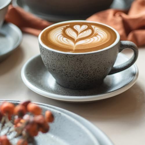 Loveramics Coffee Cup Ceramic, 10 oz Latte Art Cup with Saucer for Cappuccino, Tea, Espresso, Thick - walled stoneware Cappuccino mug Set for Cafe and Barista - (Granite, 10OZ, 1 Cup and 1 Saucer) - Image 3