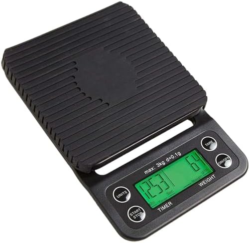 Coffee Digital Scale with Timer Kitchen Food Scale with Tare Function 6.6LB/3KG Max Load 0.1g Sensor(Black) by Unknown