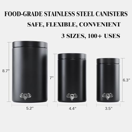 BYLWORKOUT 3-Piece Stainless Steel Food Canister Set with Screw Lids - Image 3