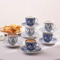 KARACA Peyker Turkish Coffee Cup Set for 6 People - 12 Piece Cups with Saucers - Small Bone China Espresso Set - Ideal for Serving Greek, Arabic Coffee (2.8 fl oz) by Karaca