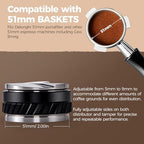 MEION 51mm Coffee Distributor & Tamper, Double-Sided Espresso Distributor for Delonghi CASABREWS and Atatix 51mm Espresso Machines Baskets, Adjustable Depth with Non-Slip Grip & Stainless Steel Base - Image 4