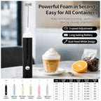 Egg Whisk Electric Milk Frother, Black - Image 5