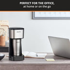 KRUPS: 2 Cup Coffee Maker, Simply Brew Stainless Steel Single Serve Drip Coffee Machine and Travel Tumbler 14 Ounce Stainless Steel Tumbler Included 650 Watts Coffee Filter, Compact Silver and Black - Image 2