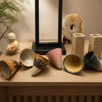 The Cone Cup Collection: Set of 6 Ceramic Cones/Same iconic sip. Meet the 3.4oz Cone Cup Set six bold cones, six square holders, one unforgettable coffee moment. Microwave & Dishwasher Safe - Image 2