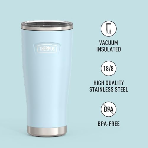 THERMOS Icon Series 24oz Stainless Steel Tumbler with Slide Lock Lid, Leakproof, Fits Cupholder, Dishwasher Safe, Griptec™ Non‑Slip Base, Keeps Drinks Hot 6 Hrs/Cold 22 Hrs, Glacier - Image 2
