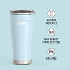 THERMOS Icon Series 24oz Stainless Steel Tumbler with Slide Lock Lid, Leakproof, Fits Cupholder, Dishwasher Safe, Griptec™ Non‑Slip Base, Keeps Drinks Hot 6 Hrs/Cold 22 Hrs, Glacier - Image 2