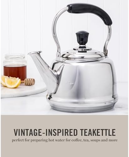 Martha Stewart Kingstree Large 2 Qt Stainless Steel Tea Kettle – Heavy Gauge Durable Whistling Tea Kettle for Stove Top, Easy Pour, Classic Design - Image 3