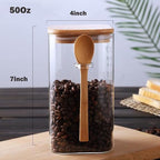 Big Glass Jars,50 Oz Coffee Canister,Food Storage Containers with Spoon Airtight Bamboo Lids for Pasta,Cookies, Nuts, Coffee Beans, Cereal,Glass Canisters for Kitchen, Pantry Organization, BPA Free - Image 2