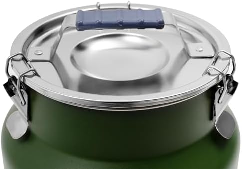 12L/3.17Gal Stainless Steel Airtight Canister Round Green Food Storage Canisters with Airtight Lid&Locking Clamp Rice Cereal Grain Canisters Container Bucket for Rice Milk Jug Coffee Bean Storage - Image 5