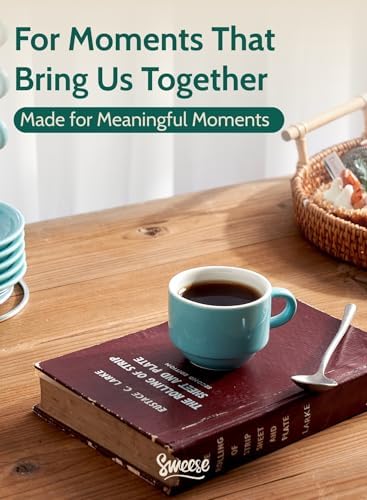 Sweese 8 Ounce Porcelain Stackable Cappuccino Cups with Saucers and Metal Stand - for Specialty Coffee Drinks, Cappuccino, Latte, Americano and Tea - Set of 4, Turquoise - Image 6