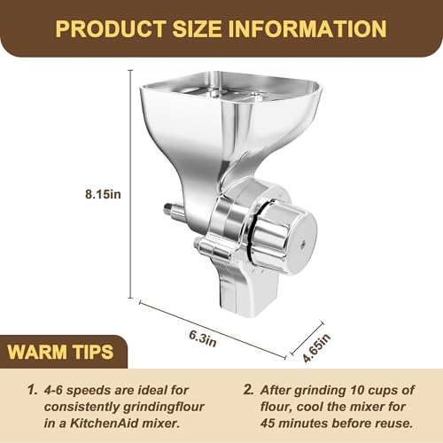 Grain Mill Attachment for KitchenAid Stand Mixers, 12-Level Adjustable - Image 3