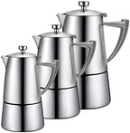 CUISINOX Roma Satin Stainless Steel Moka Pot Stovetop Espresso Maker, 6-Cup - Image 6