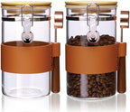 Glass Storage Jars with Bamboo Lids & Spoons, 2 Packs, 40 OZ by Matifaner