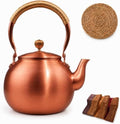 Vintage Copper Tea Kettle, Whistling Stovetop Water Pot with Rope Handle by Unknown