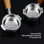 58mm Bottomless Portafilter with 2 Ears, Solid Wood Handle and Stainless Steel Filter Basket for NOWWA Coffee Machine, Detachable Design for Easy Cleaning and Better Espresso (Style 1) - Image 4