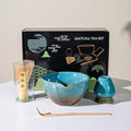 Matcha Blender Set, 4 Pieces, Bamboo Tea Whisk, Matcha Brush, Tea Bowl, Kiln-Changed Blue by POWLAB