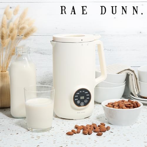 Rae Dunn 8-in-1 Nut & Plant Milk Maker – Almond, Oat, Soy & More – 800ml Cold / 700ml Hot – Automatic, Delay Start, Self-Clean – Includes Stirrer, Measuring Cup & Brush, Cream - Image 3