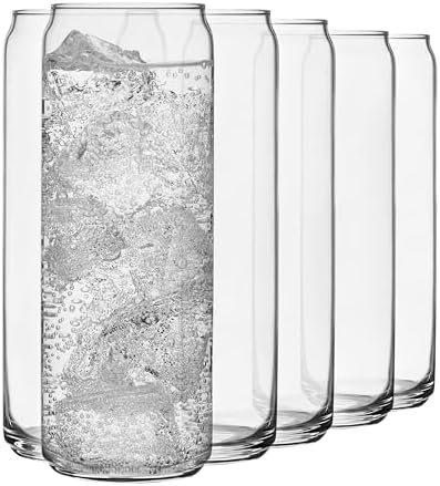Libbey Classic Slim Beer Can Glasses, 12.5 oz Tall Drinking Glasses Set of 6, Space-Saving, and Versatile Thin Glassware for Cocktails, and Mocktails by Libbey