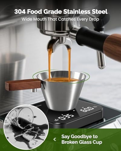 Maestri House Mini Coffee Scale with Timer, USB-C Rechargeable Espresso Scale+ Espresso Measuring Cup - Image 5