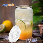 Joyclub Bundle of 4 Pack Acrylic Lids (Clear) and 8 Pack Sublimation Glass Cups Blanks with Bamboo Lid 16 OZ - Image 3