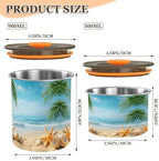 Stainless Steel Coffee Storage Containers with Airtight Lid, Beach Starfish Seashell Palm Leaves 17oz Food Storage Container Kitchen Canister for Tea, Coffee Beans, Ground, Sugar Storage - Image 2
