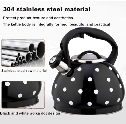 Whistling Teapot 304 Stainless Steel, Tea Kettle Stovetop, Polka Dot Teapots for Stove Top, Whistle Tea Pot with Cool Touch Ergonomic Handle - Image 4
