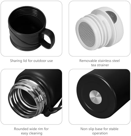 1200 ml Double wall vacuum Leakproof stainless steel wide mouth insulated water bottle,tea tumbler with tea strainer,cup and lid; travel coffee thermoses hot drinks,cold thermal flask - Image 3