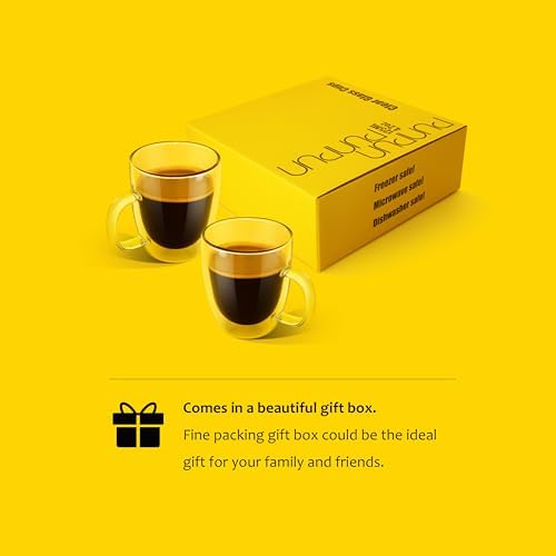 PunPun 17oz.500ml Large Coffee Mug,Double Walled Clear Mugs,Coffee Glass Cup, Heat Resistant Borosilicate Clear Glasses,Premium Glasses, Set of 2 - Image 6