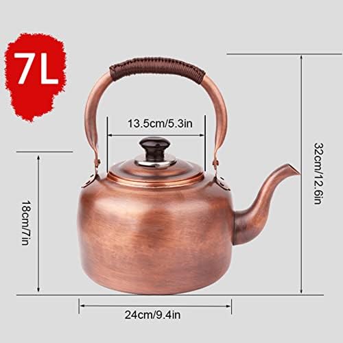 Vintage Copper Tea Kettle for Stovetop, Whistling Teapot with Brass Handle, Induction Gas Stove Compatible - Image 2