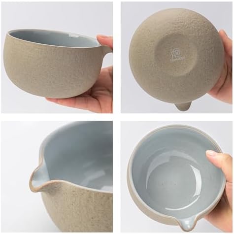 TEANAGOO Matcha Set with Spout, Dark Clay, Ceramic Bowl, Bamboo Whisk - Image 4