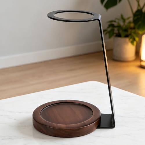 Jiawu Pour Over Coffee Stand, Pour Over Coffee Station Dripper Stand with Weighted Wood Base, Coffees Filter Wooden Filter Holder for Coffees Tea and Saffron - Image 4