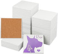 GNIEMCKIN 50 Pieces 3.54 Inch Square Blank Ceramic Coasters, Unglazed Ceramic Tiles Coasters with Cork Backing Pads for Painting, DIY Crafts, White. by GNIEMCKIN