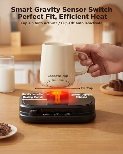 Coffee Mug Warmer for Desk with 7 Temperature Settings, 1–12 Hour Timer, Gravity Sensor and Auto Shutoff, Cup and Candle Warmer for Coffee, Tea and Milk, Black - Image 3