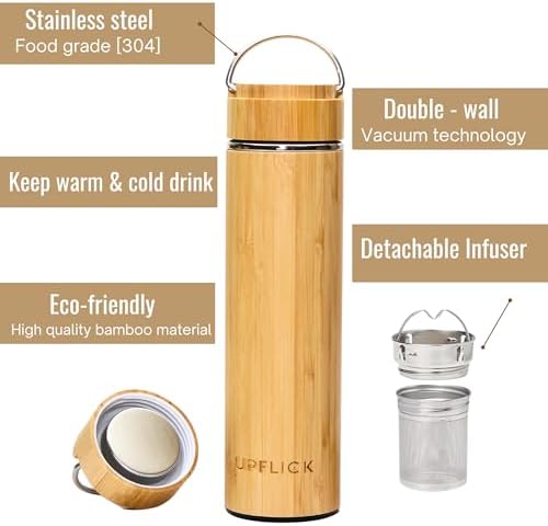 Bamboo Tumbler Customized Name Birth Month Flower Tea Infuser Bottle for Loose Tea Leaves Gift for Mom Personalized (Style D) - Image 7